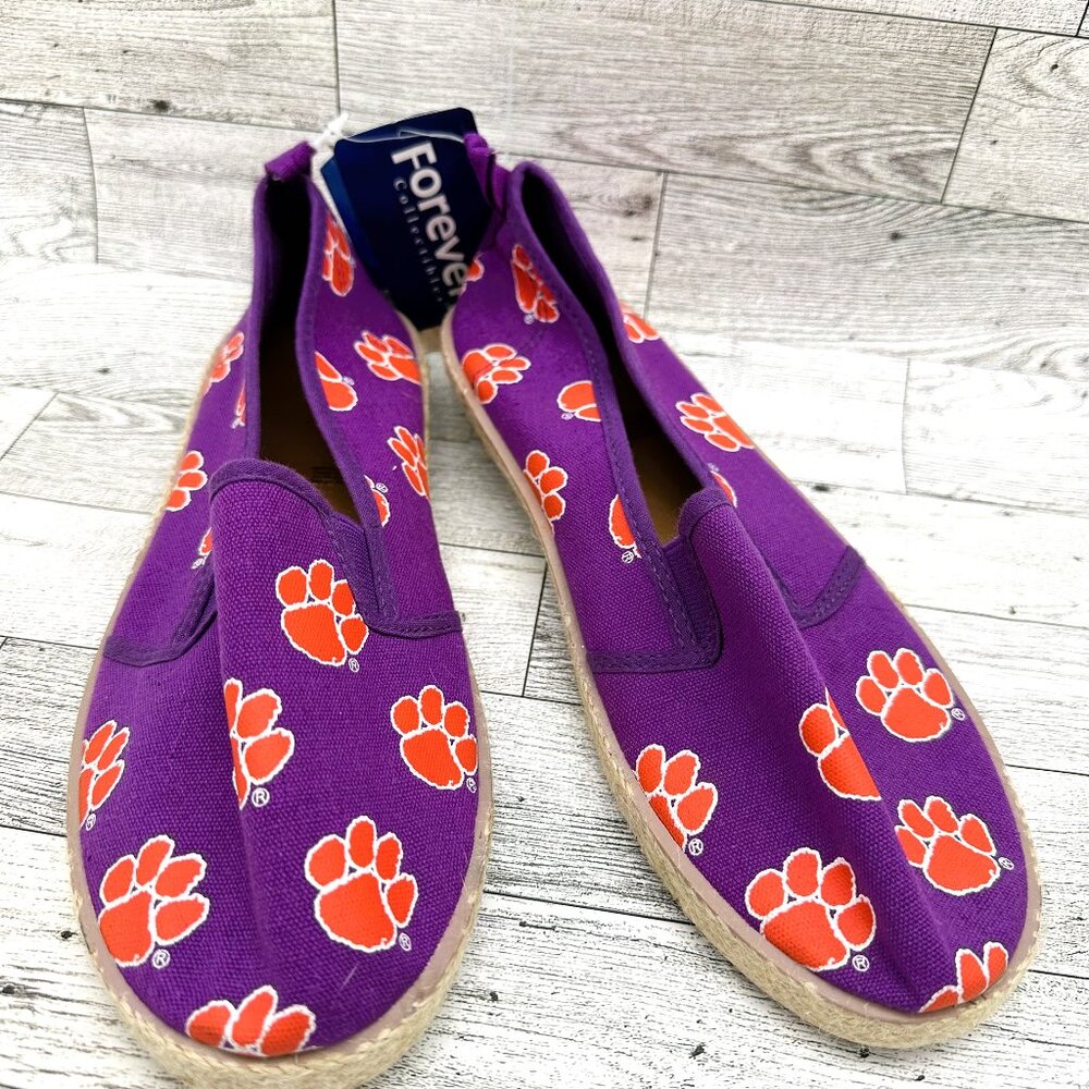 NWT Women's Forever‎ Collectibles Size Large Clemson Tigers Canvas Slip-on Shoes